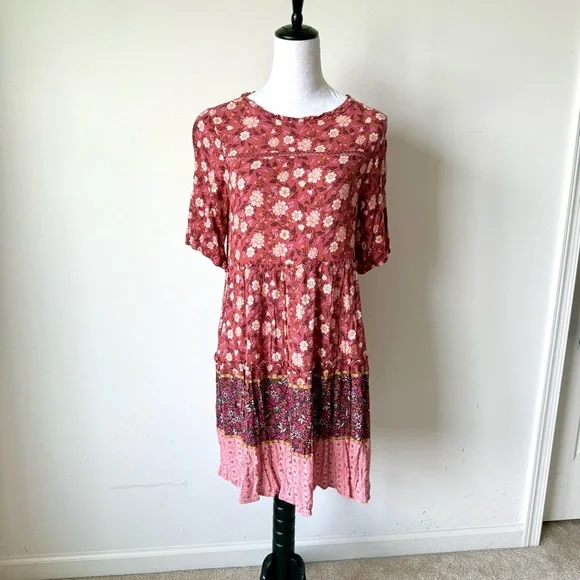 KNOX ROSE Short Sleeved Floral Tiered Boho Dress—SZ. XS - Picture 1 of 14